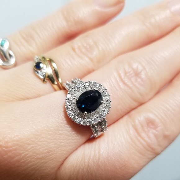 14k Art Deco sapphire ballerina ring